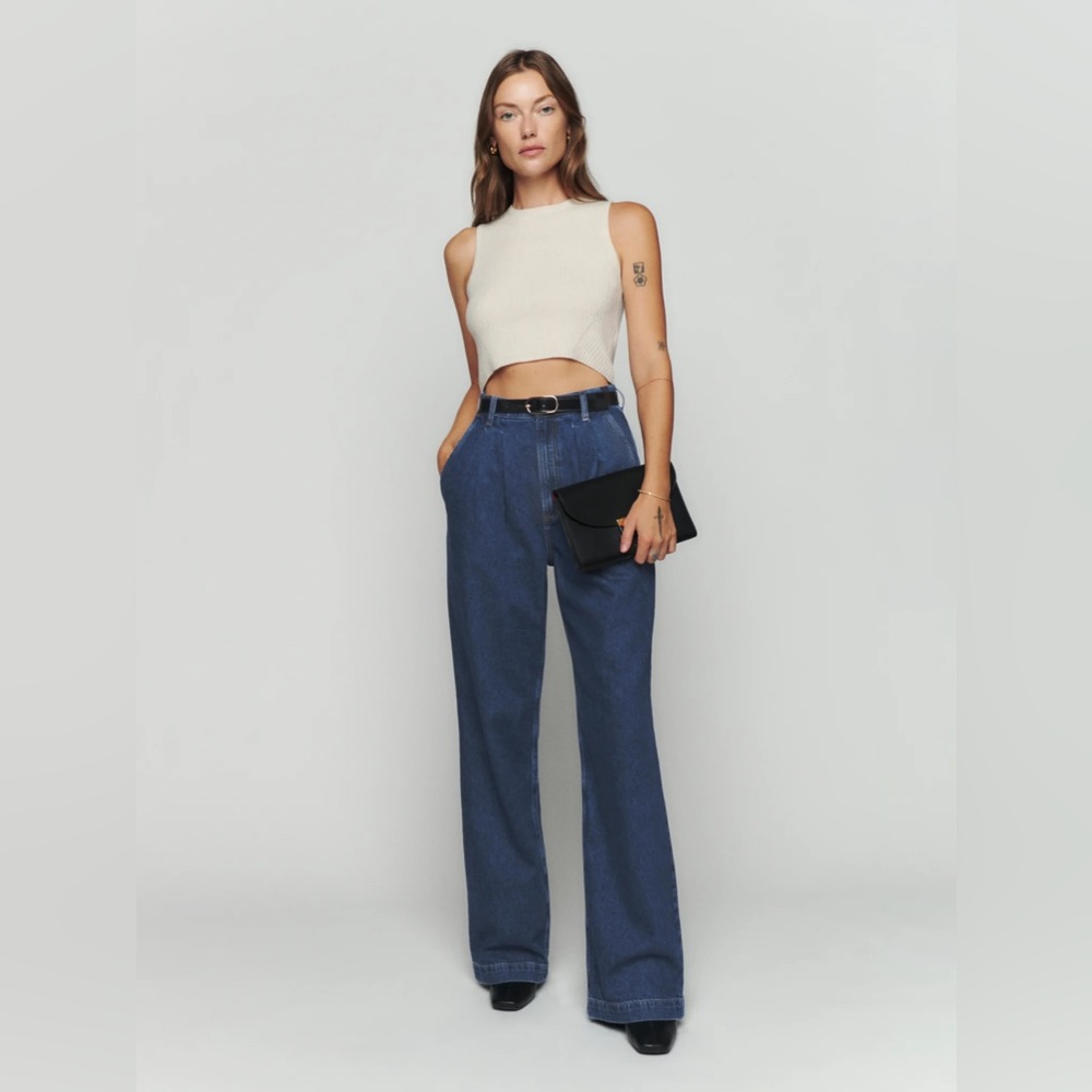 Reformation Montauk Pleasted High Rise Jeans